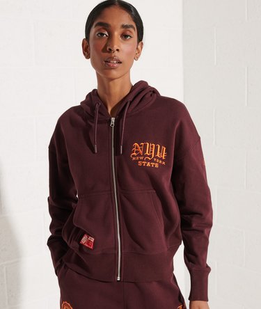 College Kapuzenjacke mit Grafik und Reißverschluss Image 1