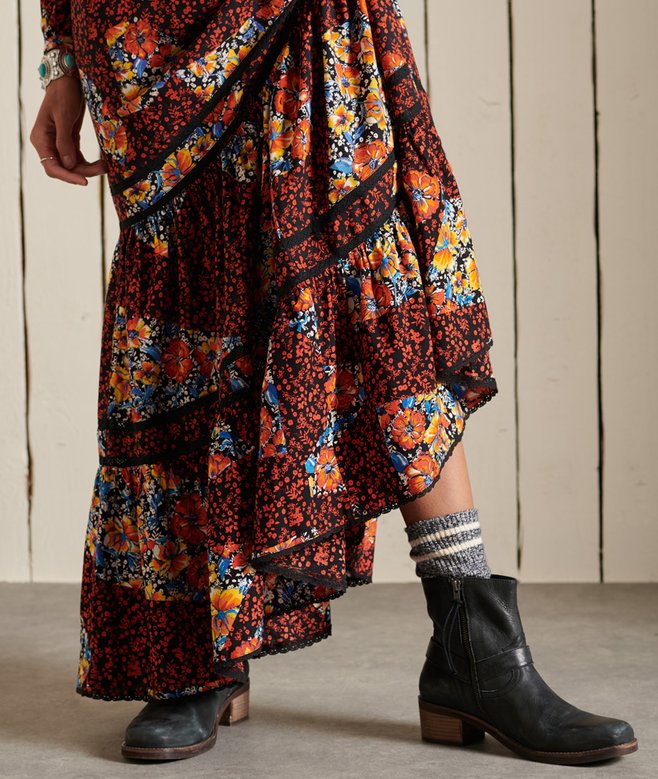 womens Woven Lace Maxi Dress in Mixed Black Floral | Superdry US womens Woven Lace Maxi Dress in Mixed Black Floral | Superdry US