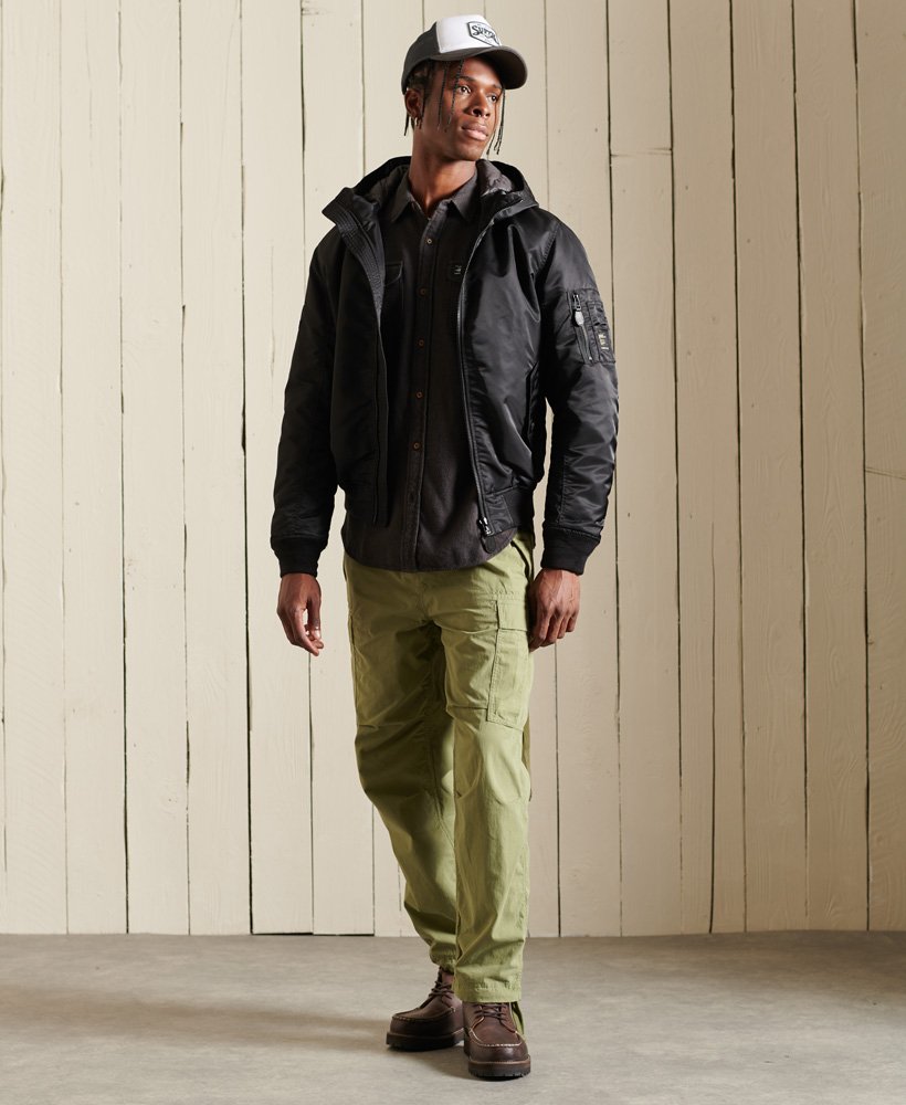 mens MA1 Hooded Bomber Jacket in Black | Superdry CA-EN