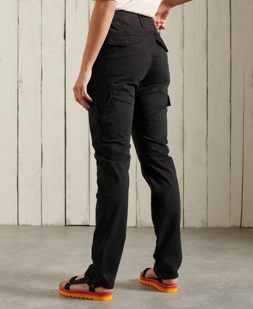 womens Slim Cargo Pants in Vulcan Black | Superdry UK
