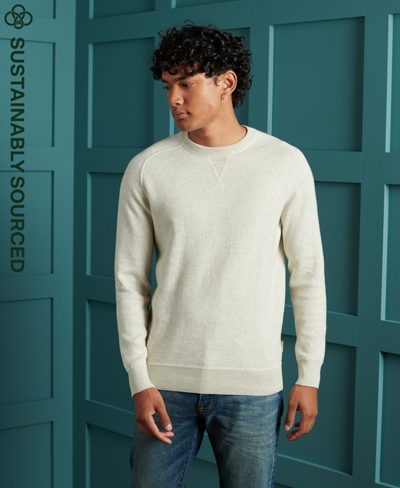 mens Essential Cotton Crew Sweatshirt in Chalkstone Grit | Superdry US