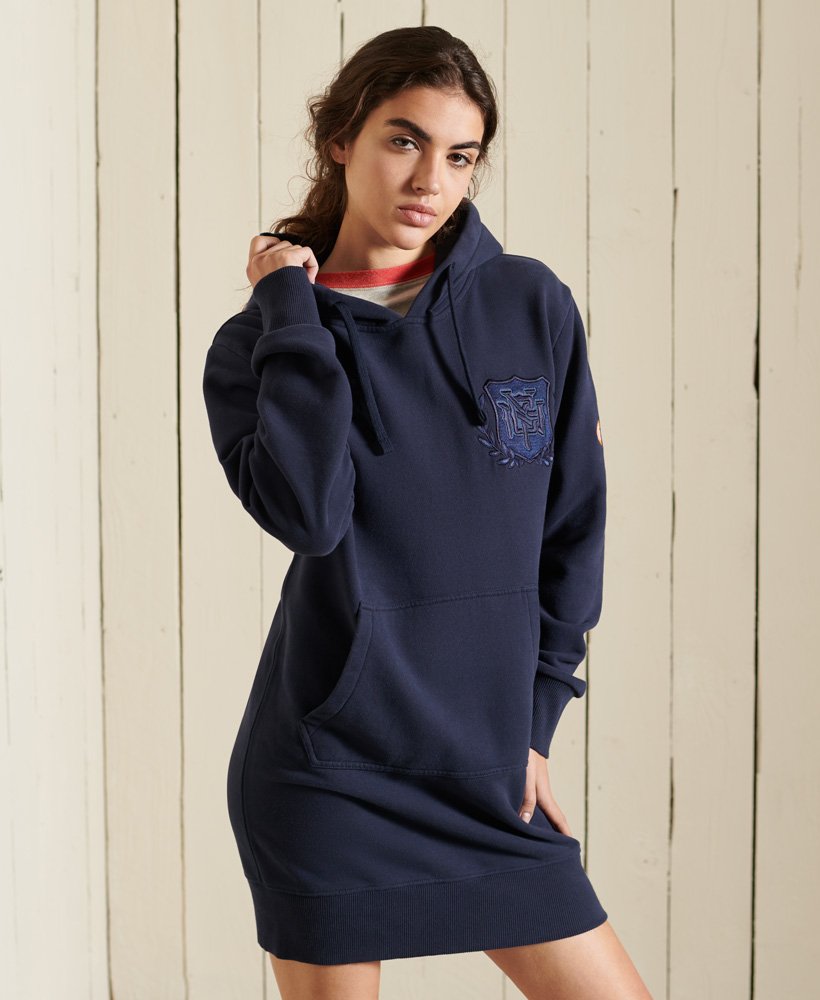 womens Tonal City Hoodie Dress in LAUREN NAVY | Superdry US