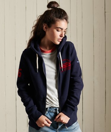 Script Style College Zip Hoodie Image 1
