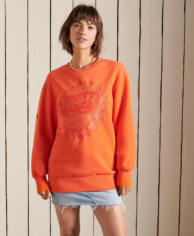 womens Oversized Workwear Crew Sweatshirt in Bold Orange Marl | Superdry UK