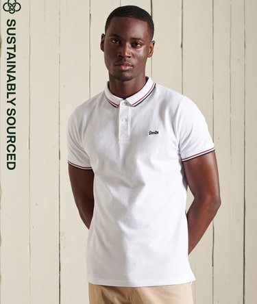 Polo van biologisch katoen met korte mouwen en contrasterende strepen Image 1