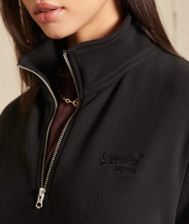 Loose Fit Embroidered Logo  Zip Henley Sweatshirt Image 2