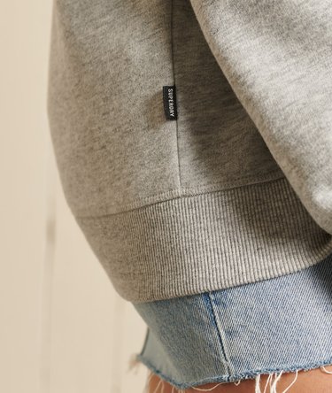 Loose Fit Embroidered Logo  Zip Henley Sweatshirt Image 4