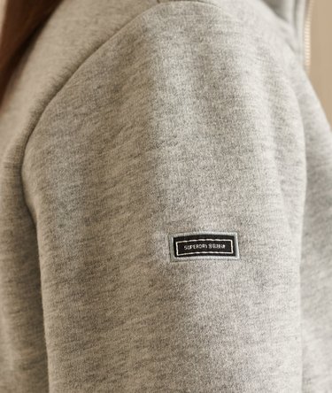 Loose Fit Embroidered Logo  Zip Henley Sweatshirt Image 3