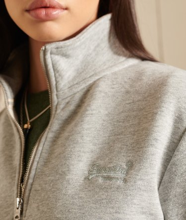 Loose Fit Embroidered Logo  Zip Henley Sweatshirt Image 2