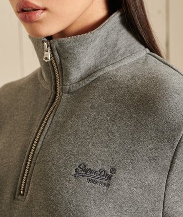 Loose Fit Embroidered Logo  Zip Henley Sweatshirt Image 2