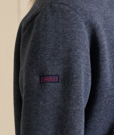 Loose Fit Embroidered Logo  Zip Henley Sweatshirt Image 3