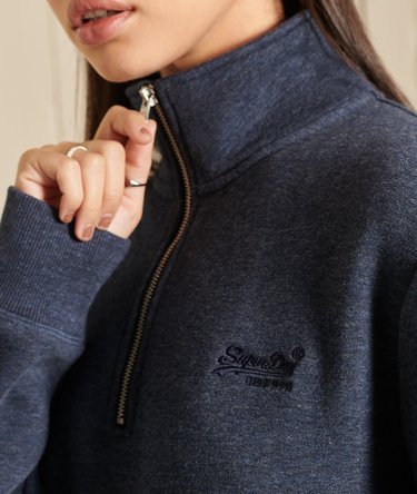Loose Fit Embroidered Logo  Zip Henley Sweatshirt Image 2