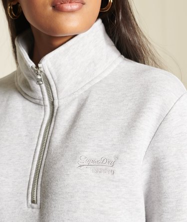 Loose Fit Embroidered Logo  Zip Henley Sweatshirt Image 2
