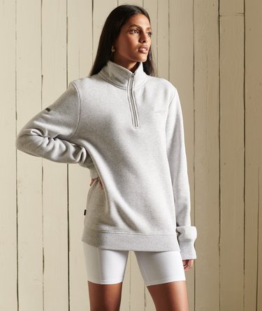 Loose Fit Embroidered Logo  Zip Henley Sweatshirt Image 1