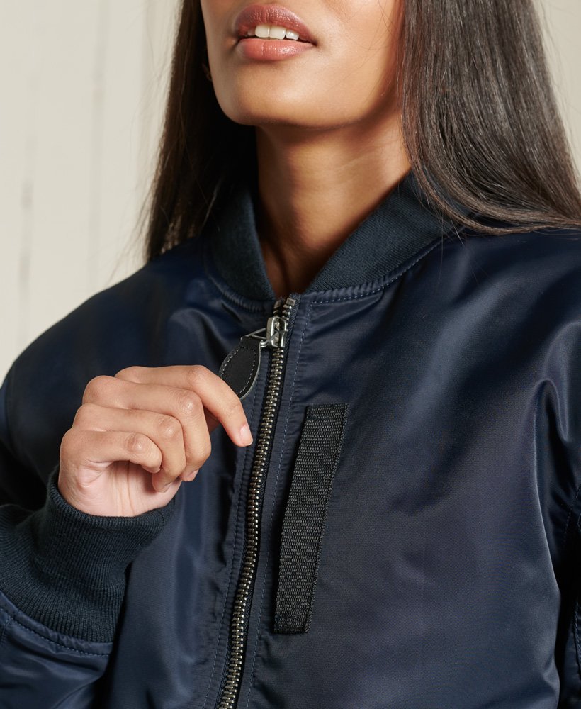 womens Oversized MA1 Bomber Jacket in Nordic Chrome Navy
