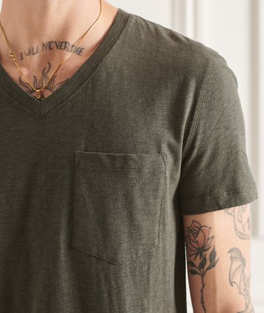 Organic Cotton V Neck Slub Pocket T-Shirt Image 4