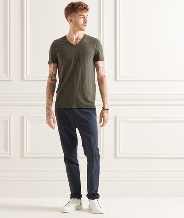 Organic Cotton V Neck Slub Pocket T-Shirt Image 2