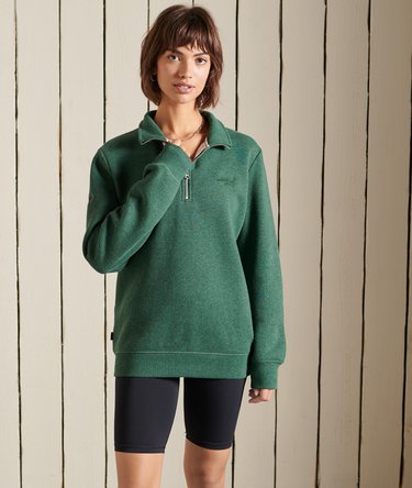 Loose Fit Embroidered Logo  Zip Henley Sweatshirt Image 1