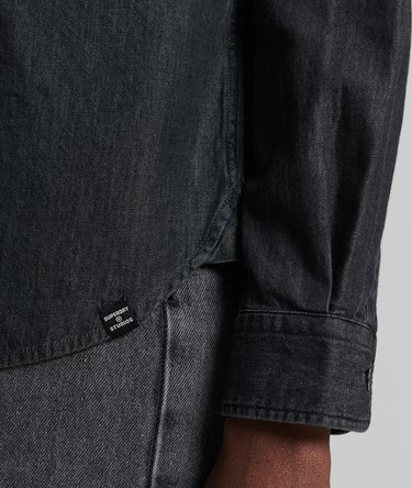 Organic Cotton Chambray Grandad Shirt Image 6