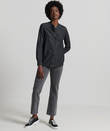Organic Cotton Chambray Grandad Shirt Image 2