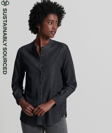 Organic Cotton Chambray Grandad Shirt Image 1