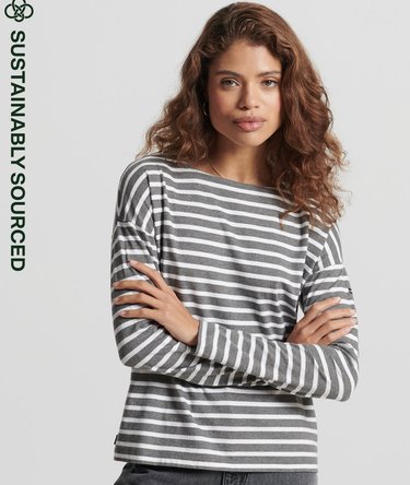 Camiseta a rayas de algod&oacute;n org&aacute;nico de alto gramaje Image 1