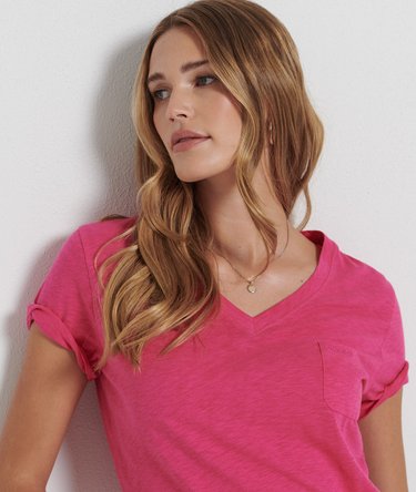 Organic Cotton Pocket V-Neck T-Shirt Image 4