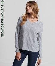 Organic Cotton Long Sleeve Pocket V-Neck Top