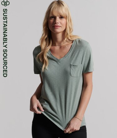 Organic Cotton Pocket V-Neck T-Shirt Image 1
