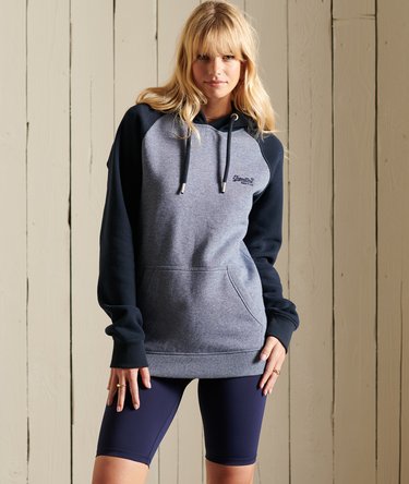 Loose Fit Vintage Logo Embroidered Baseball Hoodie Image 1