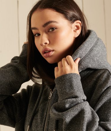 Organic Cotton Loose Fit Vintage Logo Zip Hoodie Image 2