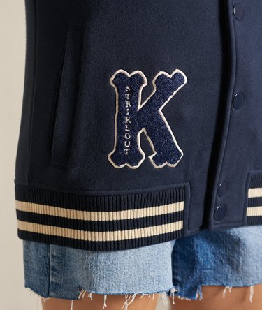 Oversized College Jersey Bomber Jacket Image 5
