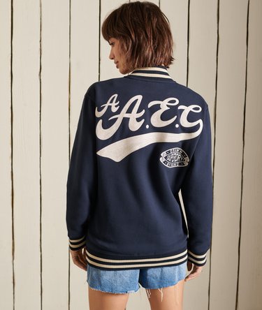 Oversized College Jersey Bomber Jacket Image 2