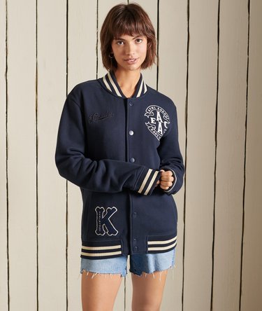 Oversized College Jersey Bomber Jacket Image 1
