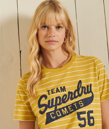 T-shirt rayé Script Style College Image 3