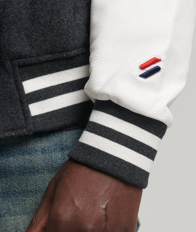 Veste Baseball Superdry Homme - Taille L, Grise, Occasion Très Bon état