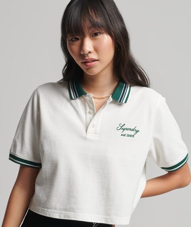 Crop Boxy Tennis Polo Shirt Image 1