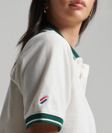 Crop Boxy Tennis Polo Shirt Image 3