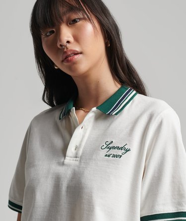 Crop Boxy Tennis Polo Shirt Image 2