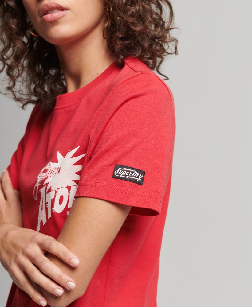 womens Vintage Crossing Lines T-Shirt in Drop Kick Red 2 | Superdry US