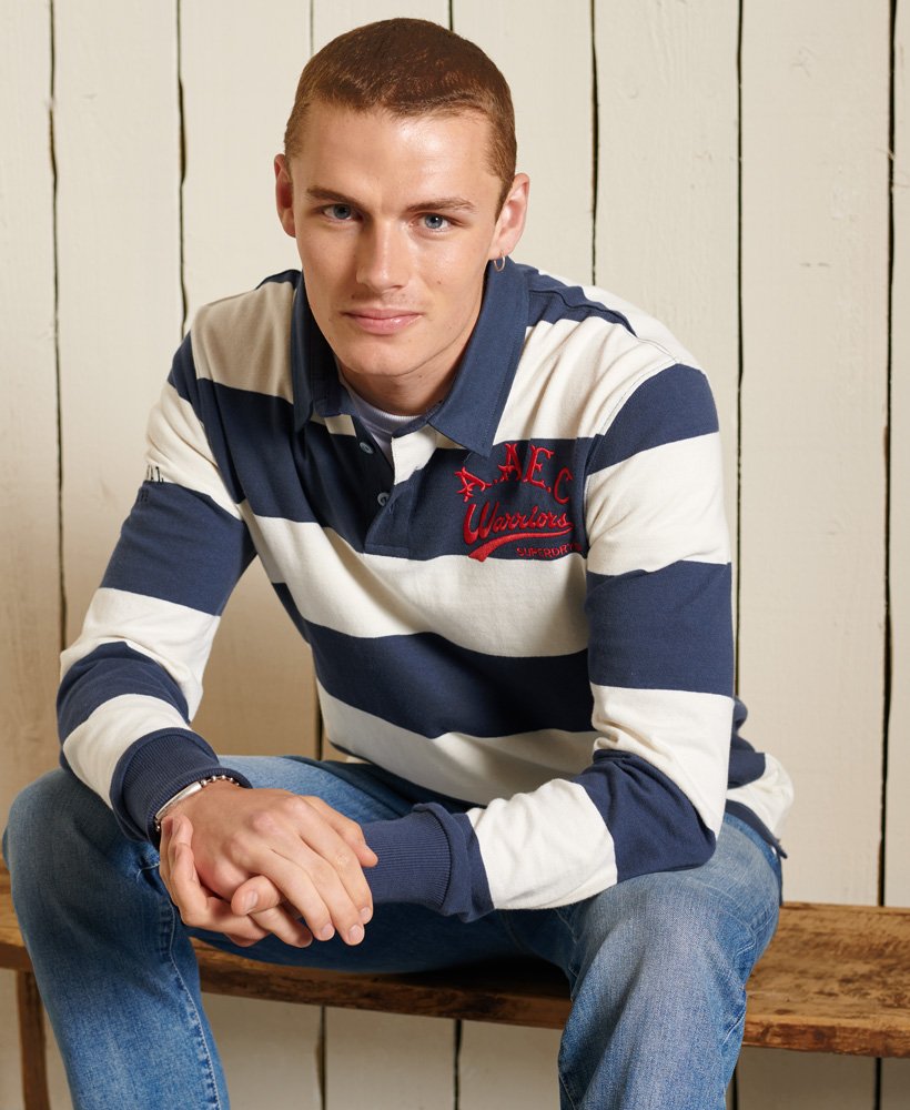 mens Rugby Shirt in NAVY STRIPE | Superdry CA-EN