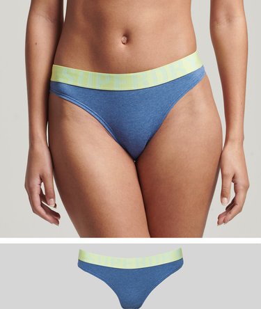 Superdry Costume Slip Donna Big Logo Bikini Brief - Grigio/Corallo E Blu Marino