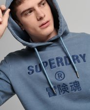 Code Logo Garment Dye Loose Hoodie