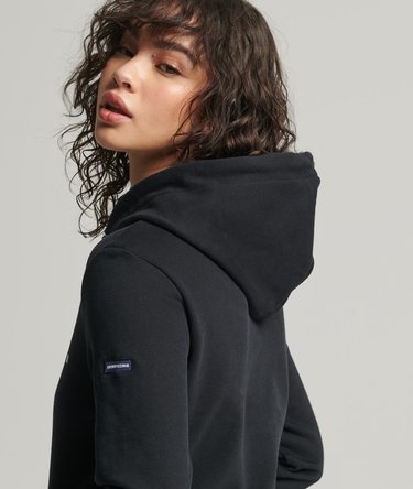Pull Capuche Superdry Femme – Noir – Taille 16 – Logo – Molleton