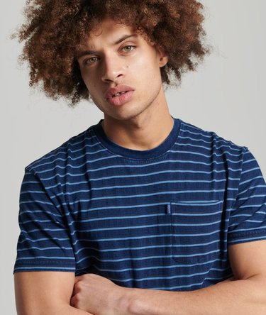 Camiseta índigo Vintage Strip Image 2