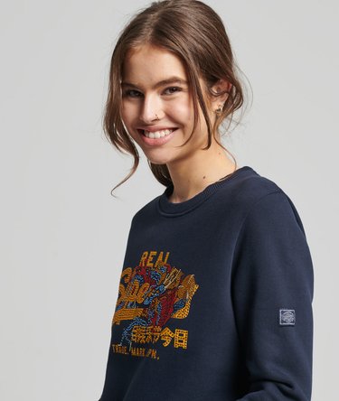 Vintage Logo Narrative Rhinestone Crew Sweatshirt Image 4
