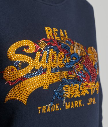 Vintage Logo Narrative Rhinestone Crew Sweatshirt Image 3