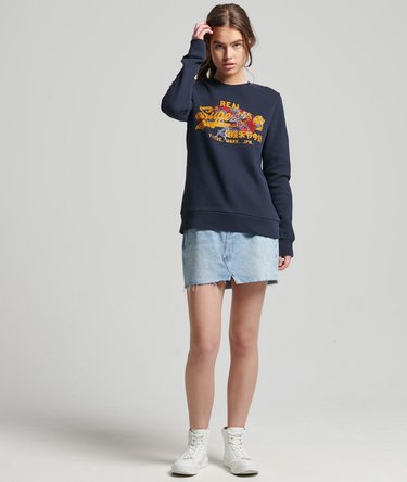 Vintage Logo Narrative Rhinestone Crew Sweatshirt Image 2
