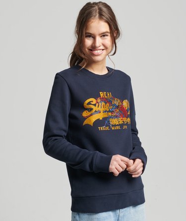 Vintage Logo Narrative Rhinestone Crew Sweatshirt Image 1