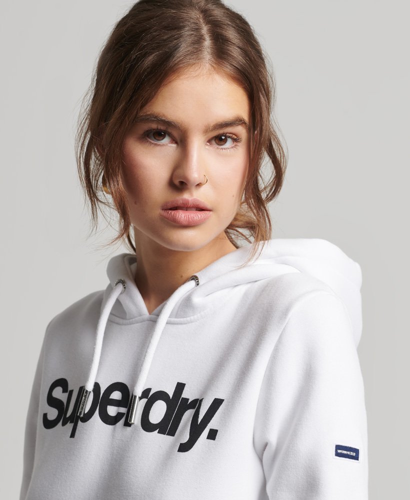 womens Core Logo Hoodie in Brilliant White | Superdry US